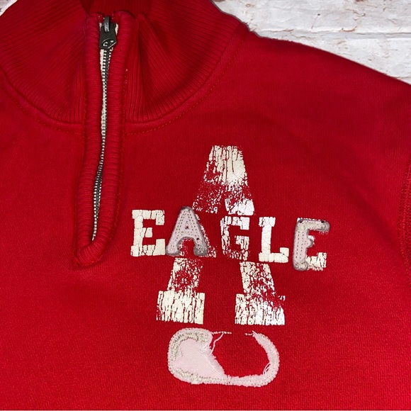 Men’s American Eagle Outfitters 1/4 Zip Red Sweatshirt Pullover - Large - Picture 2 of 11